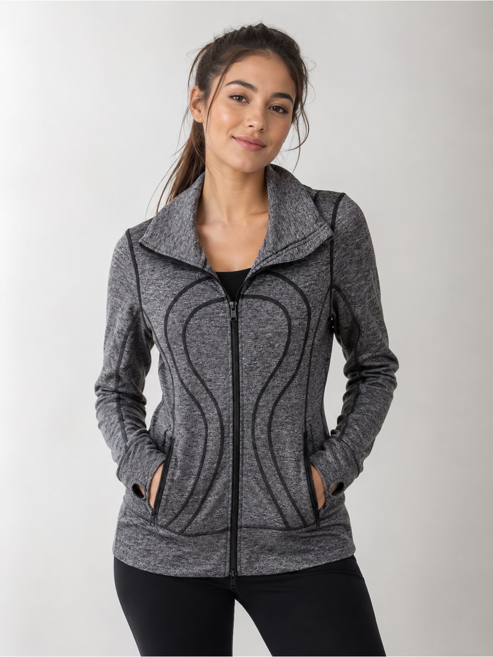 Lululemon Define Hooded Jacket Heathered Gray Size 6 Full Zip